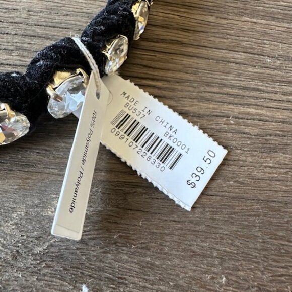 * J. Crew Black Velvet/Crystal Headband * New with tag - Picture 2 of 4
